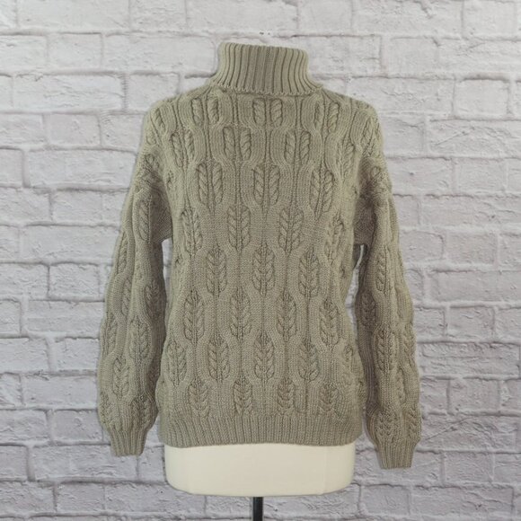 Vintage Fishermen Wool Cable Knit Turtleneck Sweater - Picture 1 of 7
